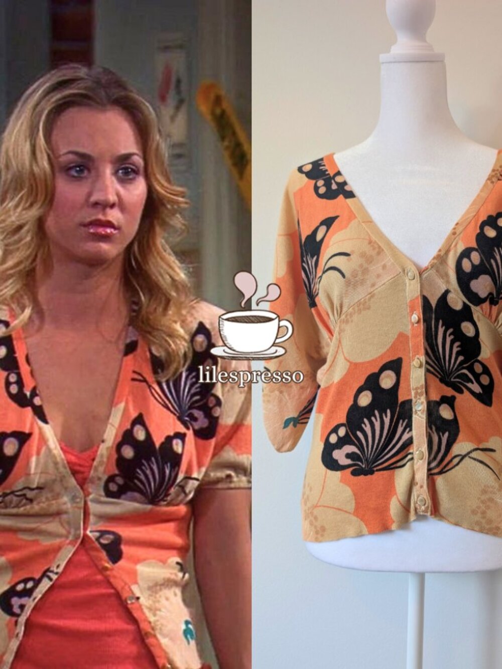 lucky brand y2k butterfly cardigan ASO penny hofstadter big bang theory (medium)
